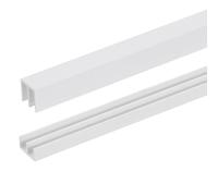 sourcing map 1Set Plastic Sliding Door Track Fit 3.8mm Thick Panel White | 40cm Long Upper & Lower Window Sliding Track Set,for Glass Cabinet Closet Door Window