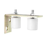 sourcing map 1Set Slide Gate Guide Roller, 1.7" Nylon Rollers Gate Support Assembly with L-Rear Post Bracket, Universal Sealed Ball Bearing Rolling Gate Guider for Sliding Door, White