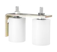 sourcing map 1Set Slide Gate Guide Roller, 2-3/8" Dia x 3-1/8" Length Nylon Rollers Gate Support Assembly with L-Rear Post Bracket, Universal Ball Bearing Gate Guider for Sliding Door, White