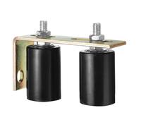 sourcing map 1Set Slide Gate Guide Roller, 2" Dia x 2-3/4" Length Nylon Rollers Gate Support Assembly with L-Rear Post Bracket, Universal Ball Bearing Gate Guider for Sliding Door, Black