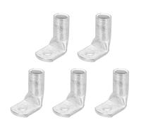 sourcing map 2/0AWG - 1/4" Copper Wire Lugs, 90 Degree Bent Battery Cable Ends Battery Lugs Ring Terminals Connectors Bare Copper Eyelet for Marine Electrical Supplies (Silver, 5Pcs)