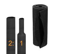 sourcing map 2:1 Ratio Heat Shrink Braided Sleeve 100mm ID 1 Meter Automotive Wire Loom Braided Cable Sleeves Fabric Woven Shrinkable Tubing Protection for Harness Cable Sheath Hose Wire, Black