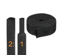 sourcing map 2:1 Ratio Heat Shrink Braided Sleeve 10mm ID 1 Meter Automotive Wire Loom Braided Cable Sleeves Fabric Woven Shrinkable Tubing Protection for Harness Cable Sheath Hose Wire, Black