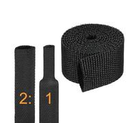 sourcing map 2:1 Ratio Heat Shrink Braided Sleeve 12mm ID 1 Meter Automotive Wire Loom Braided Cable Sleeves Fabric Woven Shrinkable Tubing Protection for Harness Cable Sheath Hose Wire, Black