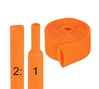sourcing map 2:1 Ratio Heat Shrink Braided Sleeve 12mm ID 1 Meter Automotive Wire Loom Braided Cable Sleeves Fabric Woven Shrinkable Tubing Protection for Harness Cable Sheath Hose Wire, Orange