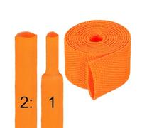 sourcing map 2:1 Ratio Heat Shrink Braided Sleeve 16mm ID 1 Meter Automotive Wire Loom Braided Cable Sleeves Fabric Woven Shrinkable Tubing Protection for Harness Cable Sheath Hose Wire, Orange