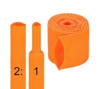 sourcing map 2:1 Ratio Heat Shrink Braided Sleeve 25mm ID 1 Meter Automotive Wire Loom Braided Cable Sleeves Fabric Woven Shrinkable Tubing Protection for Harness Cable Sheath Hose Wire, Orange
