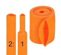 sourcing map 2:1 Ratio Heat Shrink Braided Sleeve 30mm ID 1 Meter Automotive Wire Loom Braided Cable Sleeves Fabric Woven Shrinkable Tubing Protection for Harness Cable Sheath Hose Wire, Orange