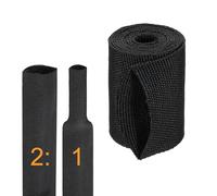 sourcing map 2:1 Ratio Heat Shrink Braided Sleeve 40mm ID 1 Meter Automotive Wire Loom Braided Cable Sleeves Fabric Woven Shrinkable Tubing Protection for Harness Cable Sheath Hose Wire, Black