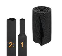 sourcing map 2:1 Ratio Heat Shrink Braided Sleeve 45mm ID 1 Meter Automotive Wire Loom Braided Cable Sleeves Fabric Woven Shrinkable Tubing Protection for Harness Cable Sheath Hose Wire, Black