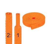 sourcing map 2:1 Ratio Heat Shrink Braided Sleeve 4mm ID 1 Meter Automotive Wire Loom Braided Cable Sleeves Fabric Woven Shrinkable Tubing Protection for Harness Cable Sheath Hose Wire, Orange