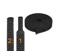 sourcing map 2:1 Ratio Heat Shrink Braided Sleeve 4mm ID 1 Meter, Black | Automotive Wire Loom, Braided Cable Sleeves, Fabric Woven Shrinkable Tubing Protection, for Harness Cable Sheath Hose Wire