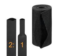 sourcing map 2:1 Ratio Heat Shrink Braided Sleeve 60mm ID 1 Meter Automotive Wire Loom Braided Cable Sleeves Fabric Woven Shrinkable Tubing Protection for Harness Cable Sheath Hose Wire, Black