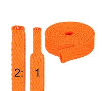 sourcing map 2:1 Ratio Heat Shrink Braided Sleeve 6mm ID 1 Meter Automotive Wire Loom Braided Cable Sleeves Fabric Woven Shrinkable Tubing Protection for Harness Cable Sheath Hose Wire, Orange