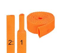 sourcing map 2:1 Ratio Heat Shrink Braided Sleeve 8mm ID 1 Meter Automotive Wire Loom Braided Cable Sleeves Fabric Woven Shrinkable Tubing Protection for Harness Cable Sheath Hose Wire, Orange