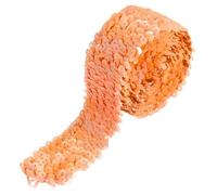 sourcing map 2.2 Yards 2 Inch Elastic Sequins Trim 5 Row Flat Sequin Strip Paillette Sequins Fabric Ribbon for Crafts DIY Sequin Fringe Sewing, Orange