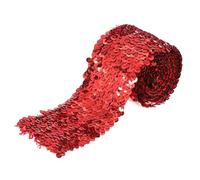 sourcing map 2.2 Yards 3 Inch Elastic Sequins Trim 5 Row Flat Sequin Strip Paillette Sequins Fabric Ribbon for Crafts DIY Sequin Fringe Sewing Red