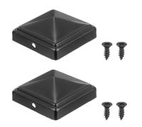 sourcing map 2.4" x 2.4" Pyramid Post Cap, 2Pcs Galvanized Steel Fence Post Cover with Screws for Wood/Metal Fence Posts, Mailbox Pyramid Cover, Outdoor, Garden, Decks, Black