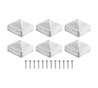 sourcing map 2.4" x 2.5" Aluminium Pyramid Post Cap, 6Pcs Fence Post Caps Cover Pressure with Screws for Wood/Metal Fence Posts, Mailbox Pyramid Cover, Outdoor, Garden, Decks, Silver
