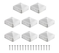 sourcing map 2.4" x 2.5" Aluminium Pyramid Post Cap, 8Pcs Fence Post Caps Cover Pressure with Screws for Wood/Metal Fence Posts, Mailbox Pyramid Cover, Outdoor, Garden, Decks, Silver