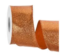 sourcing map 2.5 Inch/6.3cm Glitter Wired Ribbon, Orange Sparkly Iridescent Ribbon 10 Yard for Christmas Tree Wreath Decoration Gift Wrapping, with Metallic Edge