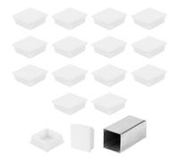 sourcing map 2" (50mm) Square Tubing End Caps, 16 Pcs Plastic Hole Plugs Insert End Cap for Metal Tubing Post Chair Leg Table Bookshelves Furniture, White