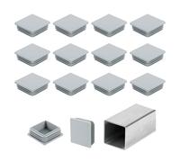 sourcing map 2" (50mm) Square Tubing End Caps, 16 Pcs Plastic Hole Plugs Insert End Cap for Metal Tubing Post Chair Leg Table Bookshelves Furniture, Grey