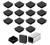 sourcing map 2" (50mm) Square Tubing End Caps, 16 Pcs Plastic Hole Plugs Insert End Cap for Metal Tubing Post Chair Leg Table Bookshelves Furniture, Black