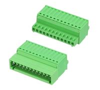 sourcing map 2.5mm 0.1" Pitch Spring PCB Terminal Block Connector 12 Pin Male Female Pluggable Quick PCB Wiring Terminals for 28-20AWG Cable Mechanical Equipment, Green