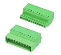 sourcing map 2.5mm 0.1" Pitch Spring PCB Terminal Block Connector 13 Pin Male Female Pluggable Quick PCB Wiring Terminals for 28-20AWG Cable Mechanical Equipment, Green