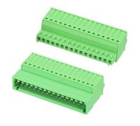 sourcing map 2.5mm 0.1" Pitch Spring PCB Terminal Block Connector 16 Pin Male Female Pluggable Quick PCB Wiring Terminals for 28-20AWG Cable Mechanical Equipment, Green