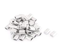 sourcing map 2.5mm Steel Wire Rope Aluminum Ferrules Sleeves Fittings Loop 50 Pcs