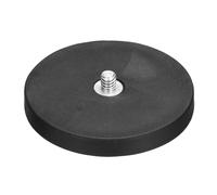 sourcing map 2.6" Dia Rubber Coated Magnets, 44LBS Anti-Scratch Flag Magnet Base with 1/4"-20UNC Male Threaded Studs and Nut Magnets Holder for Camera Light Bar Mirror Tool