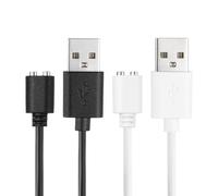 sourcing map 2.6Ft Magnetic USB DC Charger Cable, 5mm Magnetic Replacement Square Base Charging Cord Smart Protect Single Polarity(S-S) for Rechargeable Toys Toothbrush(Black/White, 2Pcs)