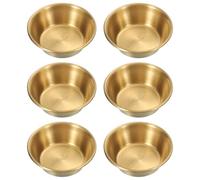 sourcing map 2.8 Inch Mini Stainless Steel Sauce Dish, 6 Pcs Round Seasoning Bowls Appetizer Plates Condiment Bowl for Salad Side Dishes Sushi Dipping Ketchup, Gold