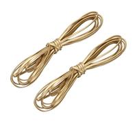 sourcing map 2 Bundles Flat Leather Cord, 5.5 Yards 4mm Leather Crafts Lacing Strip, Gold