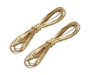 sourcing map 2 Bundles Flat Leather Cord, 5.5 Yards 4mm Leather Crafts Lacing Strip, Gold