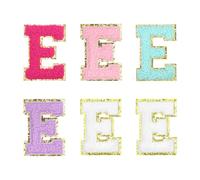 sourcing map 2" Chenille Letter E Patches, Chenille Initial A-Z Embroidered Patch Sew Iron on for DIY T-Shirt Clothing Jacket Bag (Blue,Purple,Rose Red,Pink,White),Pack of 6