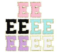 sourcing map 2" Chenille Letter E Patches, Chenille Initial A-Z Embroidered Patch Sew Iron on for DIY T-Shirt Clothing Jacket Bag (Pink,White,Purple,Blue,Black),Pack of 10