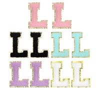 sourcing map 2" Chenille Letter L Patches, Chenille Initial A-Z Embroidered Patch Sew Iron on for DIY T-Shirt Clothing Jacket Bag (Pink,White,Purple,Blue,Black),Pack of 10