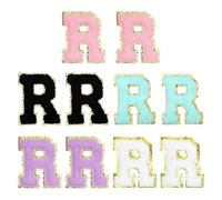 sourcing map 2" Chenille Letter R Patches, Chenille Initial A-Z Embroidered Patch Sew Iron on for DIY T-Shirt Clothing Jacket Bag (Pink,White,Purple,Blue,Black),Pack of 10