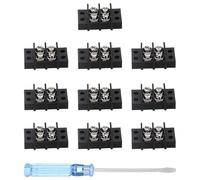sourcing map 2 Circuits Screw Terminal Blocks, 300V 20A 9.5mm Pitch 2 Positions Dual Rows Terminal Strip with Flat Head Screwdriver for Electrical Wire Connecting, Pack of 10