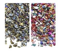sourcing map 2 Colors Crushed Glass Chips, 1-4mm Irregular Metallic Glass for Craft DIY Jewelry Vase Epoxy Resin Decoration 28g Colorful Color Series