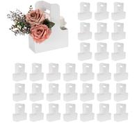 sourcing map 2 Cup Drink Carrier with Handle, 60 Pcs Kraft Paper Flower Gift Bags, Floral Wrap Packing Box, Cardboard Cup Holder Portable for Coffee Tea Bouquet Birthday Party, White