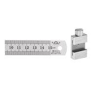 sourcing map 2 in 1 Stainless Steel Ruler with Scriber Block 15cm/6" Metric and Inch Metal Ruler with 20mm Length Brass Locating Vernier Slider for Woodworking DIY Measuring, Silver Tone