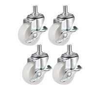 sourcing map 2 Inch Swivel Caster Wheels PP 360 Degree Threaded Stem Caster Wheel with Brake M8 x 15mm, 198lb Total Load Capacity, Pack of 4