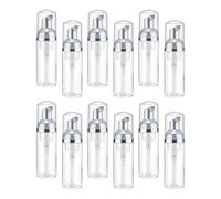 sourcing map 2 Oz / 60ml Empty Foam Pump Bottle, 12 PCS Travel Foam Soap Dispenser, Empty Refillable Plastic Pump Bottle for Lash Shampoo, Hand Soap, Clear/Silver