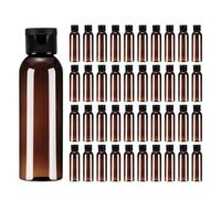 sourcing map 2 Oz Plastic Bottles with Flip Caps, 100 Pcs Reusable Travel Size Containers with Lids Plastic Squeeze Refillable Dispensing Bottles for Shampoo, Body Soap, Toner(Brown Black)