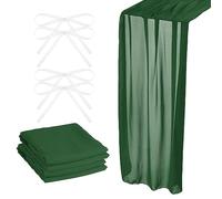 sourcing map 2 Pack 10Ft Chiffon Table Runner, 28 x 120 Inch Rustic Gauze Table Runner Sheer Wedding Table Runner for Wedding Bridal Party Table Decorations, Green