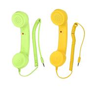 sourcing map 2 Pack 3.5mm Retro Telephone Handset Telephone Receiver MIC Microphone Speaker Anti Receivers for Microphone Speaker Yellow,Green